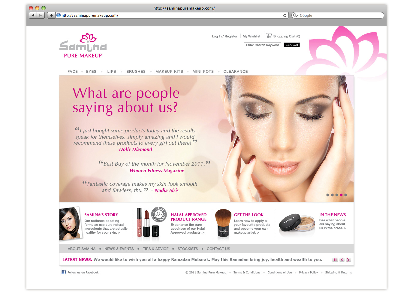 Samina Pure Makeup - Website Home Page